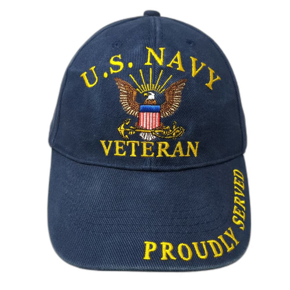 Eagle Emblems Blue Baseball Cap One Size US Navy Veteran Proudly Served Hat